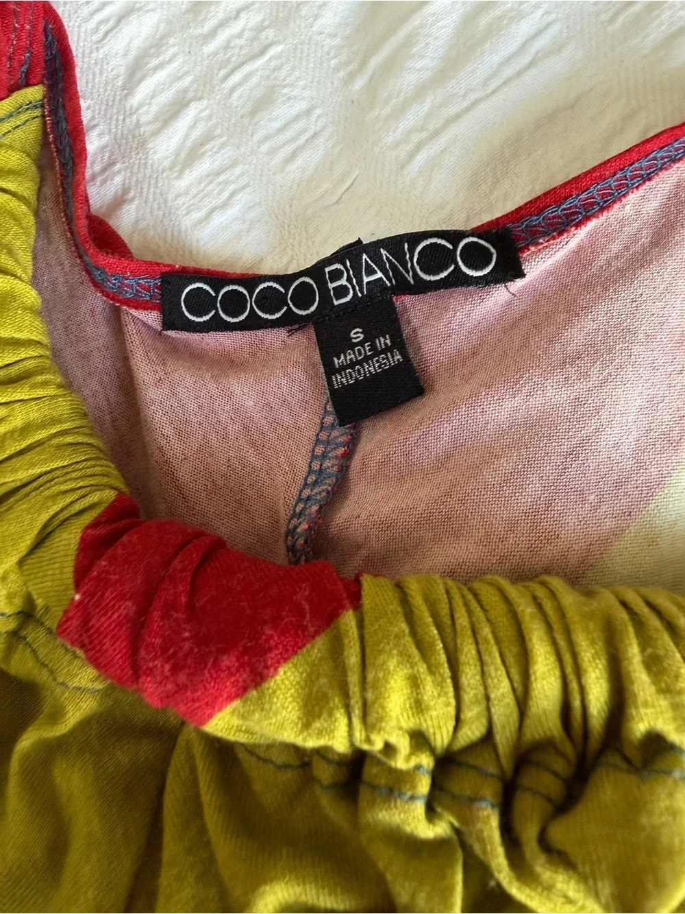 Coco Bianco Boho Colorblock Maxi Dress in Yellow, Red, Blue, Black, Cream Sz S